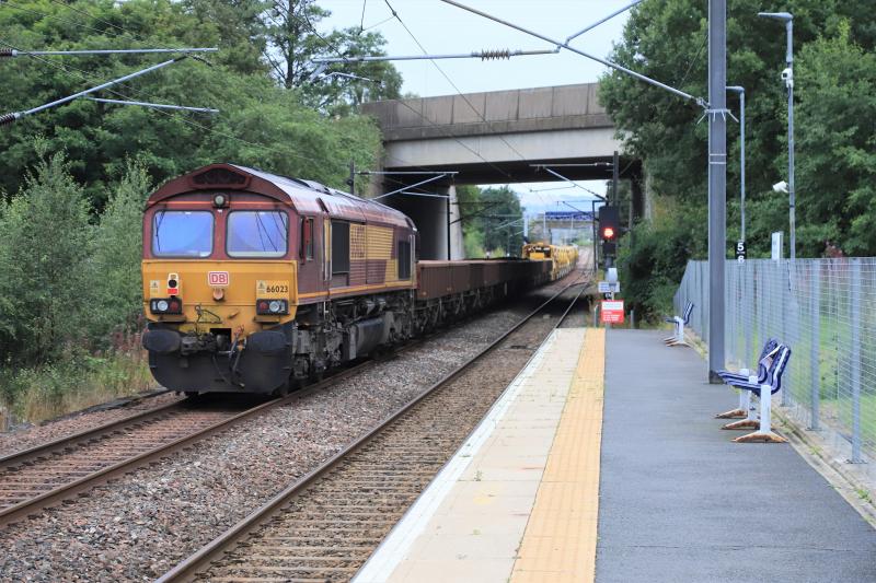 6K15: 66023 topn tail with 66109 on 6K16 10.24 Perth Muirton to Millerhill at Nejwcraighall on 15/08/2020 Photo of 6K15
