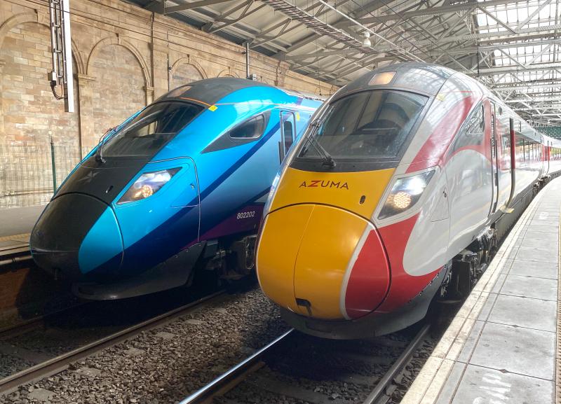 IETs Side by Side: A pair of Hitachi Intercity Express Trains stand beside each other at Edinburgh Waverley - TPE Photo of IETs Side by Side