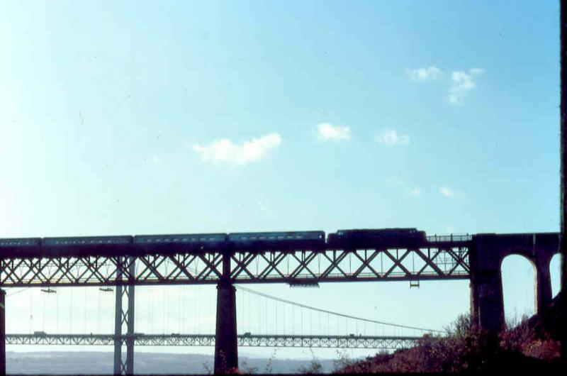 Aberdeen bound Deltic: The 0550 Kings Cross- Aberdeen coming off the Bridge into North Queensferry in November 1981 headed by a Deltic. Photo of Aberdeen bound Deltic