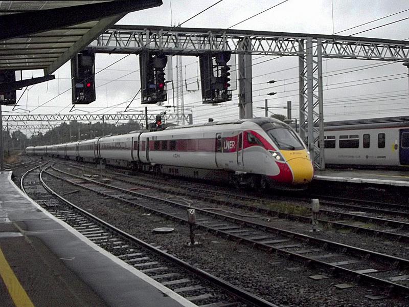 800108 at Carlisle: Diverted LNER Azuma 800108, now running on Diesel mode for the short journey from Newcastle arrives at Carlisle with a service to London to Edinburgh on 3rd October 2020. Photo of 800108 at Carlisle