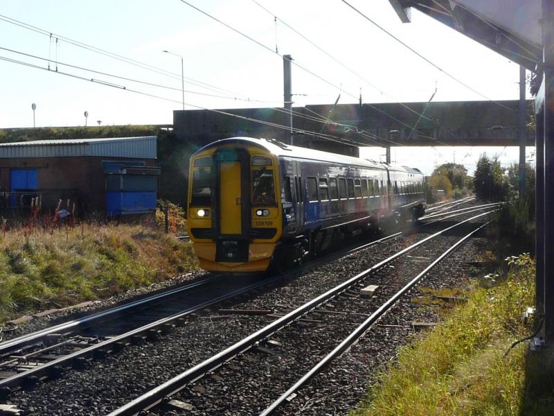 Heading for platform 2 at Barassie: Having reversed in the DPL ex works 158709 operating as 5D74 leaves Barassie on 16 October 2020 en route from Kilmarnock Bonnyton depot to Eastfield H.S. Photo of Heading for platform 2 at Barassie
