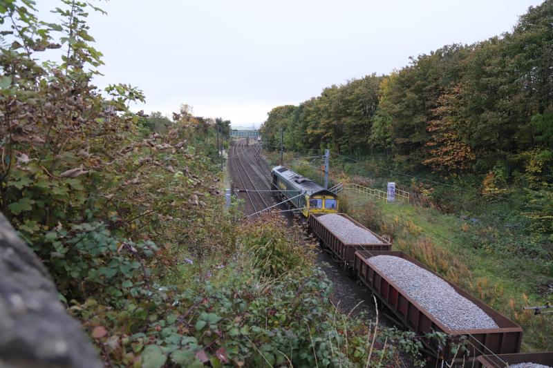 686E 6K??: 66597 on the rear of 6K?? 08.21 Millerhill to Portobello passing Craigentinny on 17/10/2020 Photo of 686E 6K??