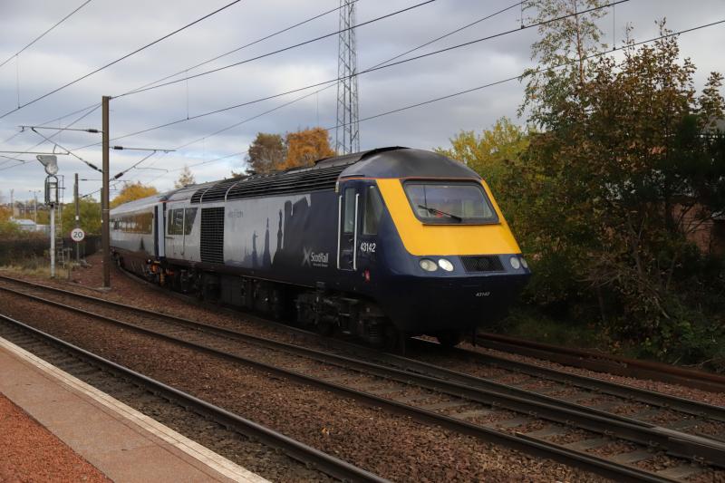 5Z43: 43142 + 43143 on 5Z43 Slateford Yard to Slateford Yard approaching Slateford station on 21/10/2020 Photo of 5Z43