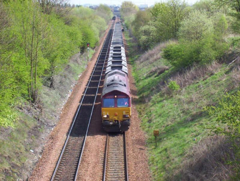 Freight trains passing: On the Rutherglen to Whifflet line at Baillieston. Photo of Freight trains passing