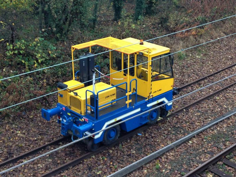 Zephir shunter Craigentinny: Zephir road-rail shunter LOK 4.90 at last emerges from under the bridge at the Craigentinny wheel lathe on 10/11/20 Photo of Zephir shunter Craigentinny