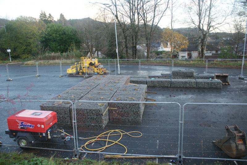 Pre-made gabion baskets at BofA station car park: Pre-made gabion baskets at BofA station car park Photo of Pre-made gabion baskets at BofA station car park