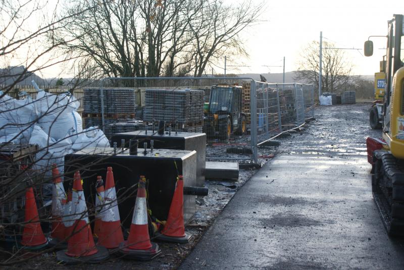 Photo of Pre-made signal post foundation blocks at BofA NR compound