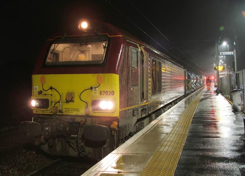 67020 3S93: 67020 awaits to depart Newcraighall with 3S93 Slateford-Stirling with 67012 on the rear Photo of 67020 3S93
