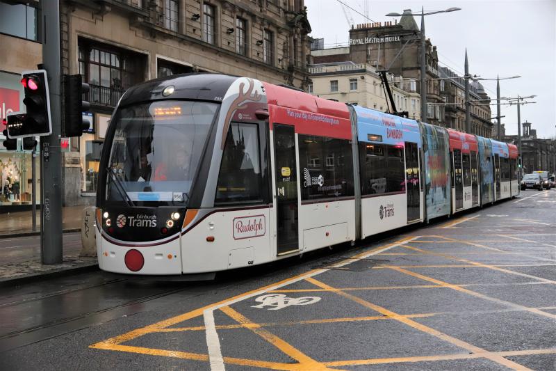 Rudolf the Red Nosed Tram: Tram 255 Rudolf in Princes Street on 04/12/2020 Photo of Rudolf the Red Nosed Tram