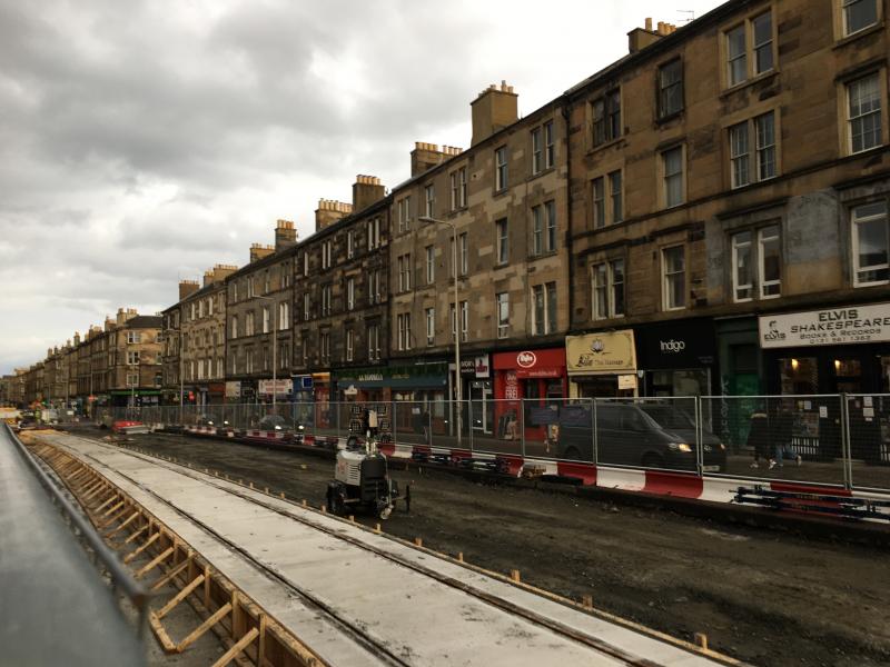 Leith Walk: After almost seventy years, tram tracks once again on
Leith Walk; here a section of the northbound line. Taken
16.12.2020 Photo of Leith Walk