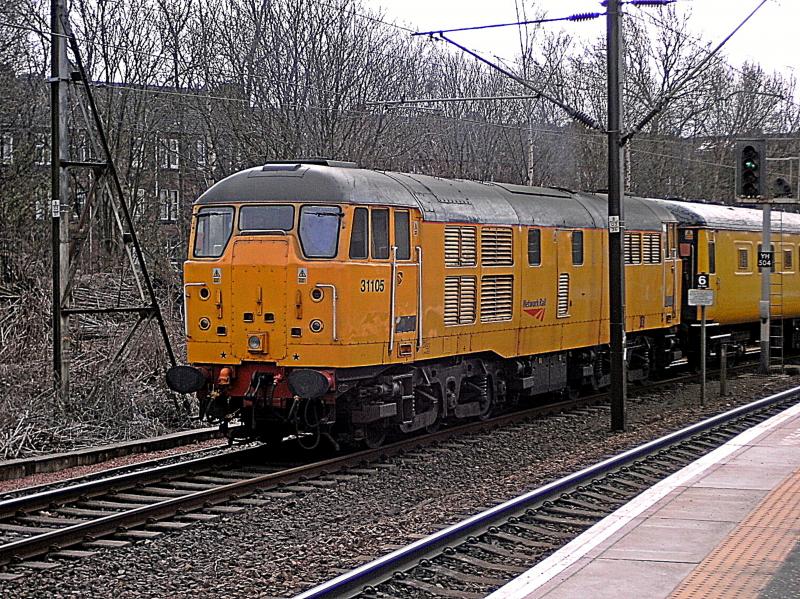 31105 at Hyndland: Wearing Network Rail livery 31105 waits at Hyndland with the Track Inspection Train on 24th October2008 Photo of 31105 at Hyndland