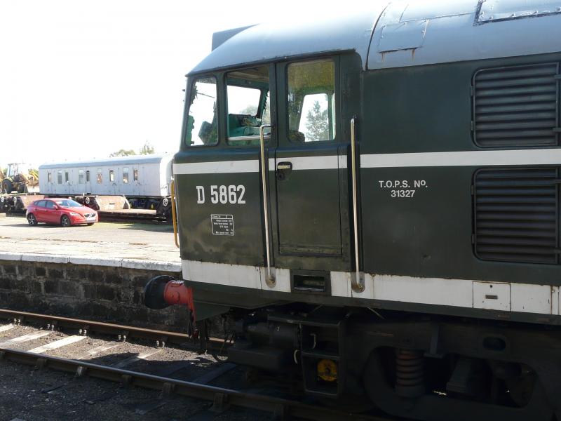 Dual identity: Class 31 D5862 displays her TOPS alter ego of 31327 while resting at Boat of Garten on 19 September 2019. Photo of Dual identity