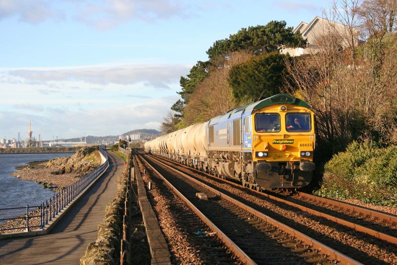 Bardon Bill at West Ferry: 66623 on 6A65 at West Ferry on 26th November 2008 Photo of Bardon Bill at West Ferry