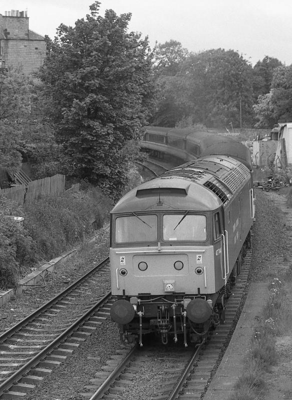 Morningside Road 47: 47444 leads a diverted service from Liverpool through Morningside Road on the Edinburgh Suburban line, bound for Waverley. 86229 is on the rear. 9 June 1994. Photo of Morningside Road 47