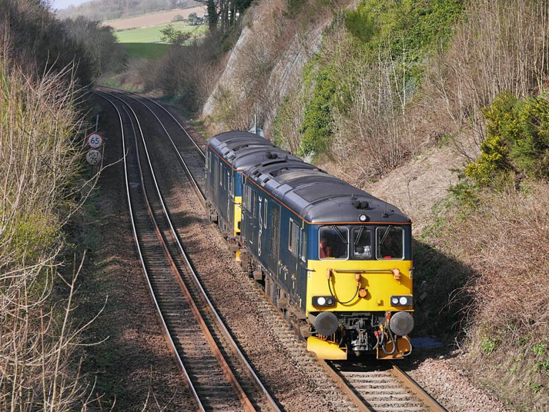 Aberdour 73s: CS 73968 and 73970 near Aberdour on a Craigentinny via Fife Circle and return trip on 24 March 2021. Photo of Aberdour 73s