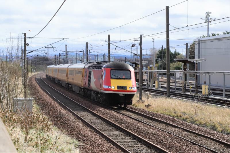 1Q24: 43299 + 43062 on 1Q24 10.37 Heaton T & RSMD to Newcastle via Glasgow passing Craigentinny on 29/03/2021 Photo of 1Q24