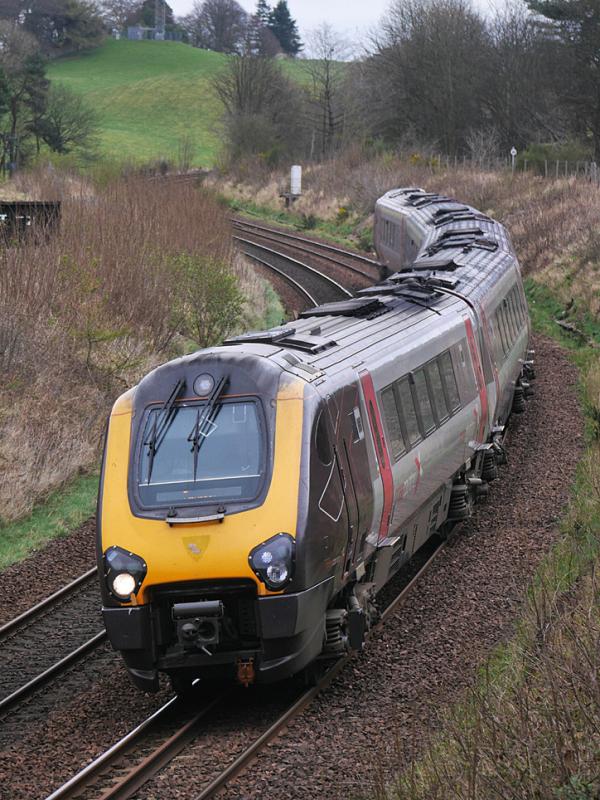 Fife 221: 221124 passes Donibristle with the 08.20 Aberdeen -Plymouth service on 30 March 2021. Thanks for the TOOT! Photo of Fife 221