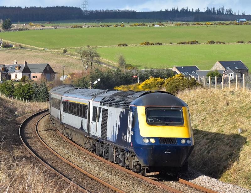 1B40: Class 43126 and 43150 passing Carmont, before the heavy snow shower Photo of 1B40