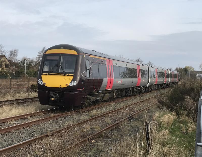 Photo of Cross Country trains 170107 in Barassie Yard, 08.04 Kilmarnock Bonnyton Depot to Tyseley T.M.D.