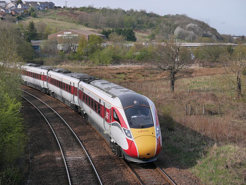 Inverkeithing Azuma: LNER Azuma 800104 nears Inverkeithing East Junction with the 09.08 from Edinburgh to Aberdeen on 25 April 2021. Photo of Inverkeithing Azuma