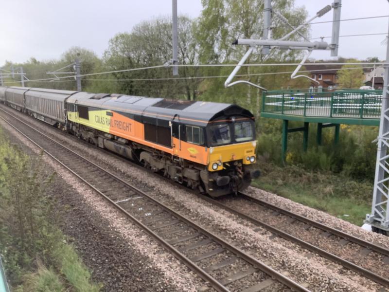 Class 66 8: Class 66 66849 Wylam Dilly through Millhall Stirling at 8.42 on Tuesday 4 th May Photo of Class 66 8