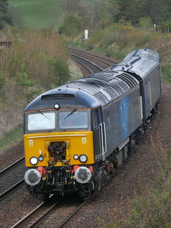 Dalgety 57: ROG 57312 nears Dalgety Bay with a Dundee - Derby RTC move of two barrier vehicles on 4 May 2021. Photo of Dalgety 57