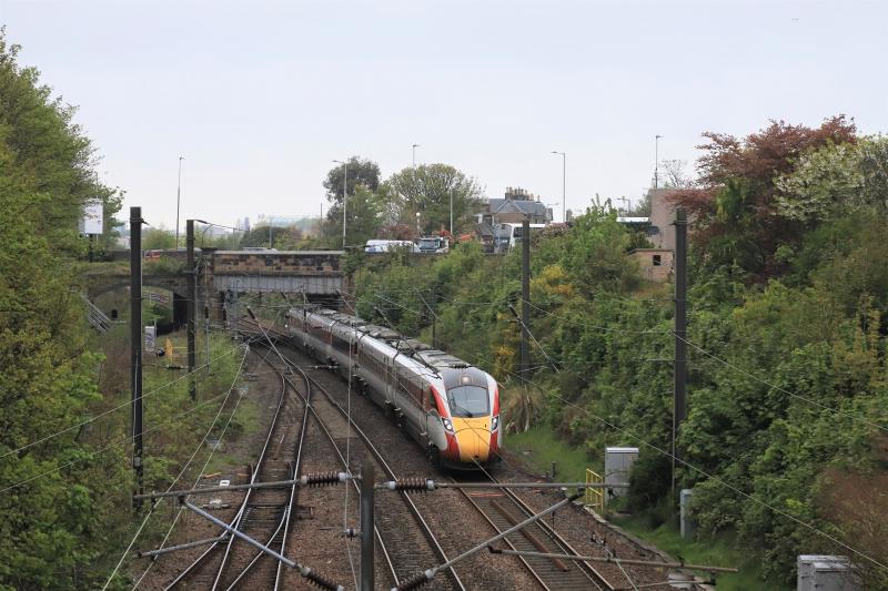 5 Car Azuma on 1E20: 801104 on 1E20 !5.00 Edinburgh to Kings Cross passing the site of Craigentinny Signalbox on 13/05/2021 Photo of 5 Car Azuma on 1E20