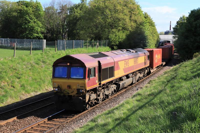 4S99: 66183 on 4S99 04.22 Tees Dock BSC Export Berth to Grangemouth TDG passing Peffermill Playing Fields on 19/05/2021 Photo of 4S99