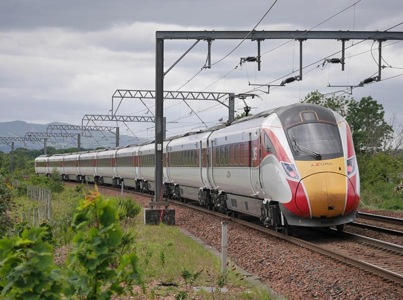 Prestonpans Azuma: 801206 speeds away from Prestonpans with the 08.00 from Kings Cross on 11 June 2021 Photo of Prestonpans Azuma