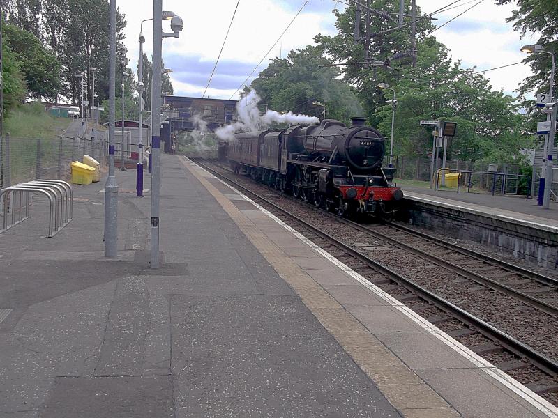 44871 at Singer: Making a light engine and support coach move from Carlisle to Fort William. 44871 arrives at Singer on the North Electric line on 12th June 2021. Photo of 44871 at Singer