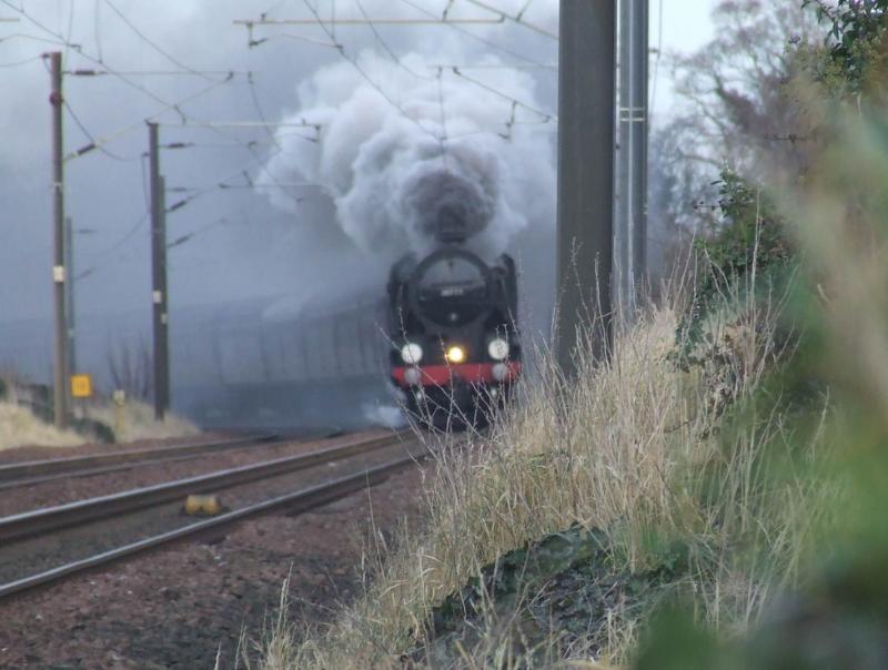30777 approaches St Germains on 20 December 2008: Contrary to fears that the Class 47 marshalled inside the steam loco would be doing all the work, 30777 powers up from Longniddry towards St Germains. Photo of 30777 approaches St Germains on 20 December 2008