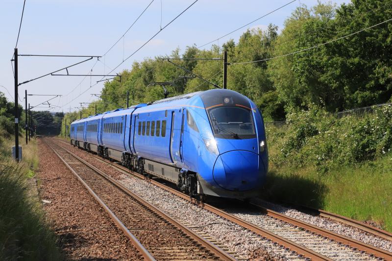 803002 in Full Sun: 803002 on 5Q62 15.33 Edinburgh to Darlington approaching Musselburgh Station on 22/06/2021. The Sun is at Right Angles to the line at 3pm. Photo of 803002 in Full Sun