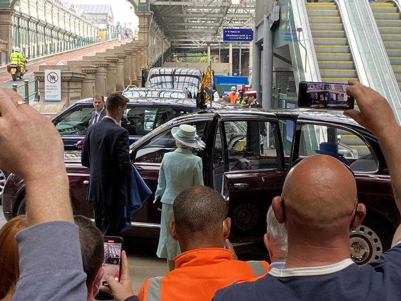 Her Majesty in Waverley: Queen Elizabeth II seen just shortly after getting off the Royal Train making her way to The Palace of Holyroodhouse to commence the 2021 Royal Week. (28/06/2021) Photo of Her Majesty in Waverley