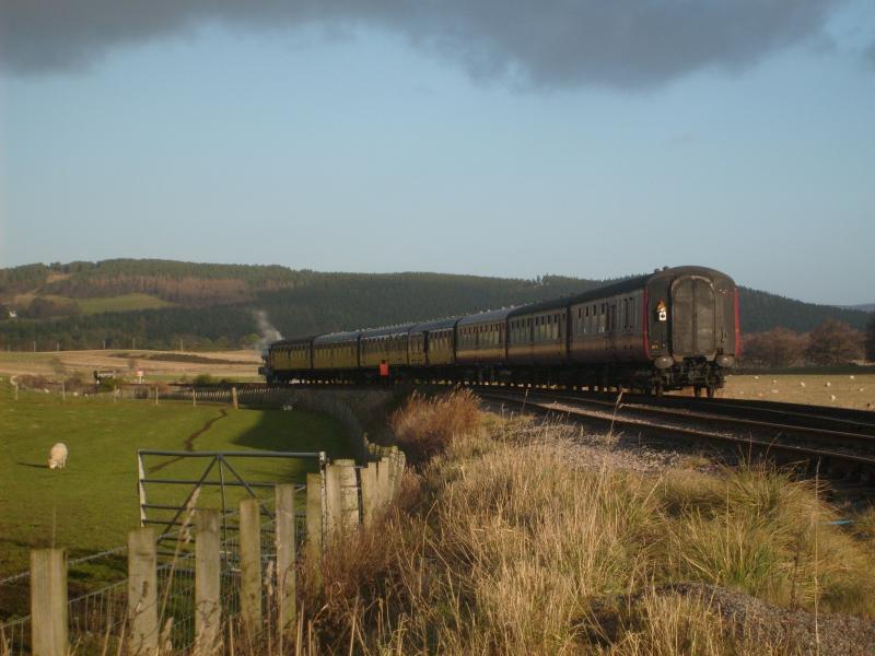 Santa goes for a run: Taken from a position of safety with permission.
60830 gets ready to run round to the other end of one of the Strathspey Railway's Photo of Santa goes for a run