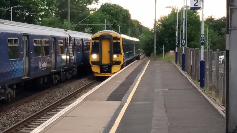 158731 Uddingston 05/07: Scotrail 158731 arriving at Uddingston with 2Y89, the 2017 Glasgow Central to Edinburgh, via Shotts. Photo of 158731 Uddingston 05/07