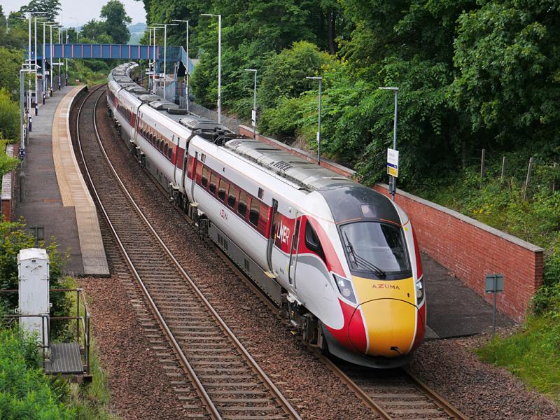 Bay Azuma: LNER 800108 passes Dalgety Bay with the 10.00 from Kings Cross to Aberdeen on 11 July 2021. Photo of Bay Azuma