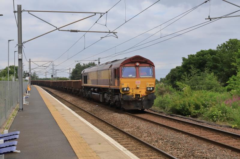 6K14 Photo 2: 66174 on 6K14 09.35 Corkerhill to Millerhill S.S. at Newcraighall on 11/07/2021. The train was stopped at Niddrie South Jct for 21 minutes Photo of 6K14 Photo 2