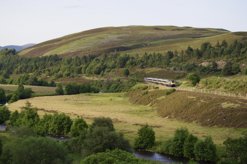 43146 & 43026: 43026 & 43146 1B44 Inverness to Edinburgh at Falls of Trium. 20July21. Photo of 43146 & 43026