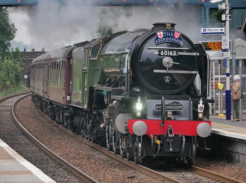 Dalgety Tornado: A1 Tornado speeds through Dalgety Bay with 'The Aberdonian' on 22 July 2021. Photo of Dalgety Tornado