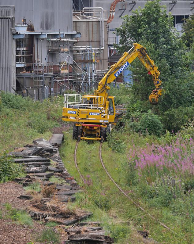 Cameron Bridge gardening: Some 'gardening' to improve clearances at Cameron Bridge on the way to collect lifted track panels. 30 July 2021 Photo of Cameron Bridge gardening
