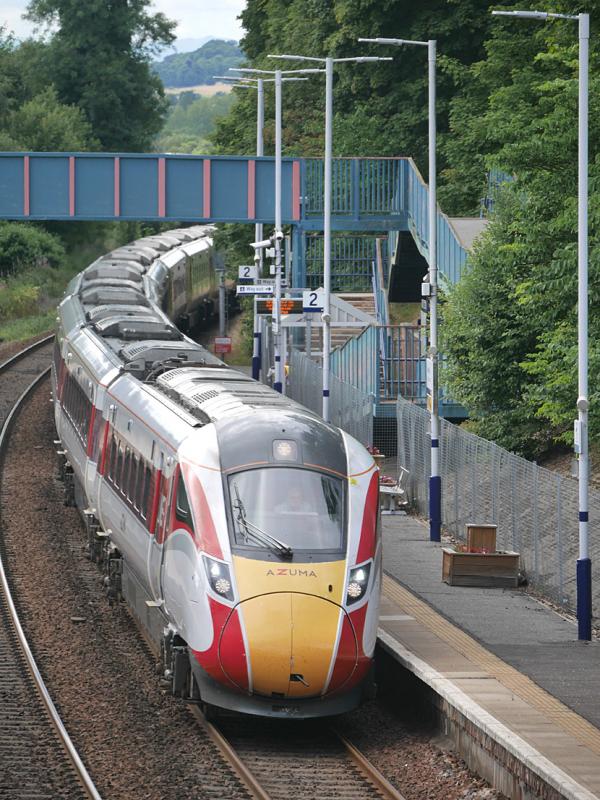 Dalgety Azuma: 800113 passes Dalgety Bay with the 1000 from Kings Cross to Aberdeen on 1 August. Photo of Dalgety Azuma