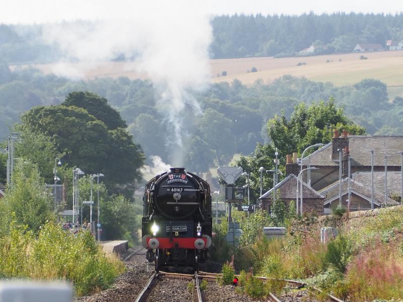 60163 Tornado departs Ladybank: 60163 Departs Ladybank for Hilton Jcn and Aberdeen on 12 Aug 2021 Photo of 60163 Tornado departs Ladybank