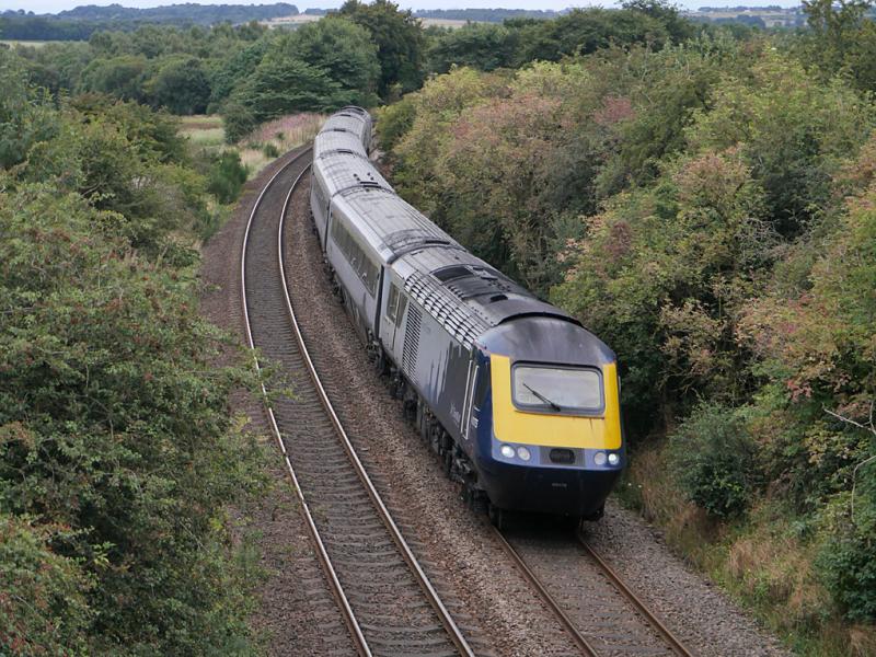 North of Thornton: 43175 leads the 15.30 from Edinburgh to Aberdeen, between Thornton Junction and Markinch, on 31 August 2021. Thanks to the driver for the toot! Photo of North of Thornton