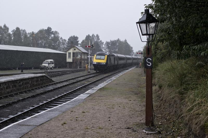 43163-150 STRATHSPEY RLY (1).jpg: A SEQUENCE SHOWING THE FIRST HST TO REACH BOAT OF GARTEN ON 22.9.21
POWER CARS 43163-150
SHAME ABOUT THE AWFUL WEATHER Photo of 43163-150 STRATHSPEY RLY (1).jpg
