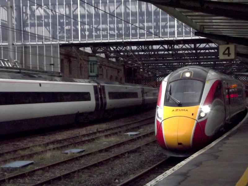 800111 at Carlisle: Diverted LNER Azuma Class 800/1 No. 800111, now running on diesel mode for the short journey to Newcastle waits at Carlisle with a service to London King's Cross from Edinburgh on 2nd October 2020. Photo of 800111 at Carlisle