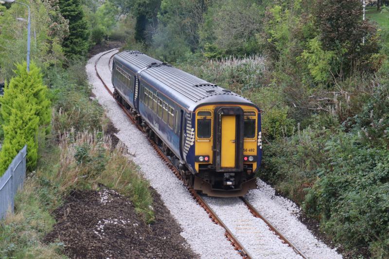 156492 Soroba (Oban): Picture taken this afternoon as it crawled up the hill through the untamped new track section. Running as 1Y26 Oban to GQS. Photo of 156492 Soroba (Oban)