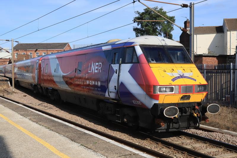 Female DVT: LNER DVT 82205 has been renamed. Leading a Leeds to Kings Cross train at Doncaster Photo of Female DVT