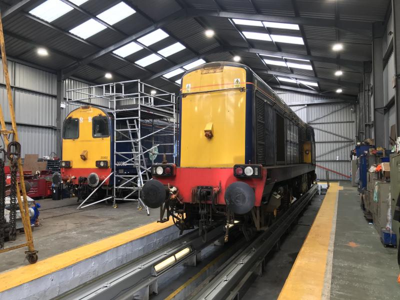 Class 20302 and 20305 Bo'ness: Class 20302 and 20305 inside the Bo'ness diesel shed July 2020. Photo of Class 20302 and 20305 Bo'ness