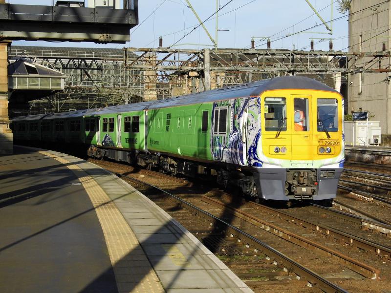 799201 04/11/21: 799201 departs Glasgow Central on 5Z01 1350 Glasgow Central- Glasgow Central COP26 special train on 04/11/21 Photo of 799201 04/11/21