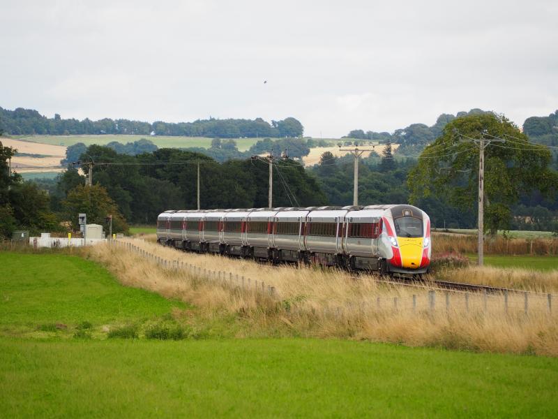 Azuma at Bow of Fife LC: Sunday 29 August 2021 and last southbound Azuma of the day from Aberdeen passes Bow of Fife LC Photo of Azuma at Bow of Fife LC